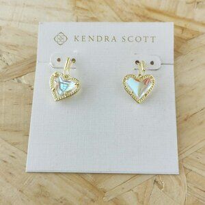 NEW Kendra Scott Ari Heart Dichroic Glass Earrings Gold